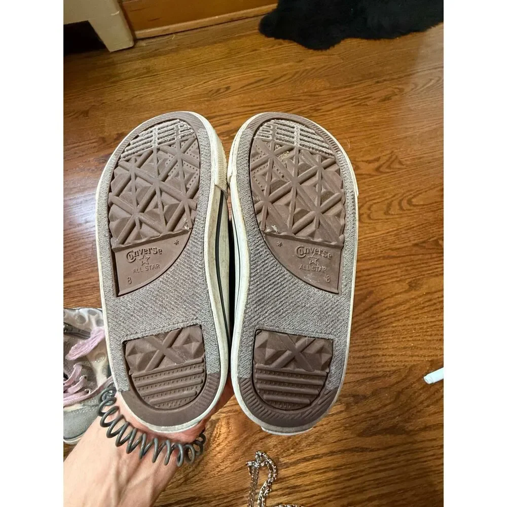 Converse Toddler Sneakers High Tops Girls Pink Polka Dot Gray Size 8 Lot (3)